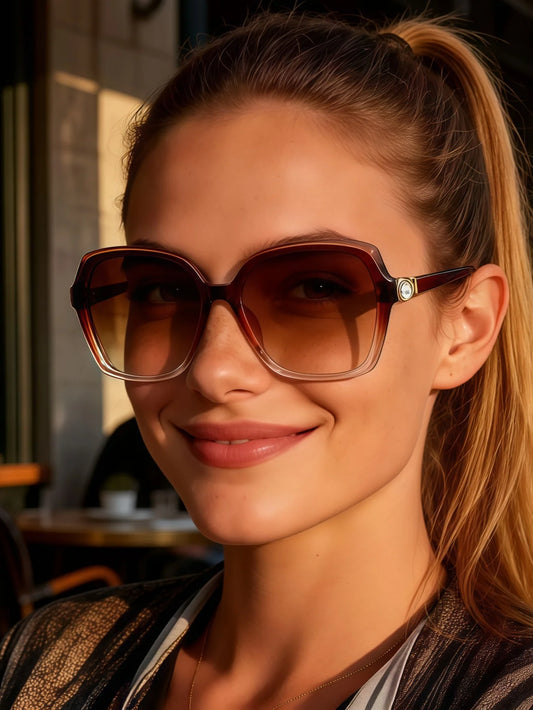 Lunettes de soleil rétro rondes Femme – Branches plaquées métal miroir – Quotidien – AINII