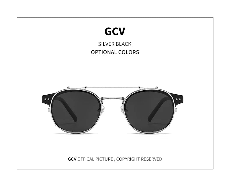 Lunettes GCV Double Couche – Lentilles amovibles – Acétate Gothic Steampunk – Polarisées Homme/Femme