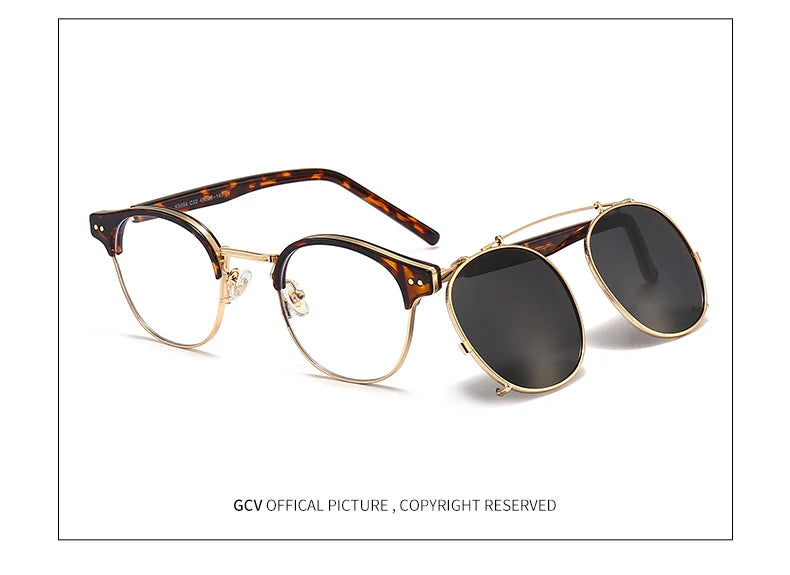 Lunettes GCV Double Couche – Lentilles amovibles – Acétate Gothic Steampunk – Polarisées Homme/Femme