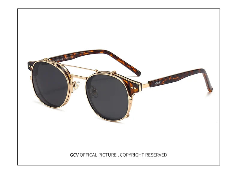 Lunettes GCV Double Couche – Lentilles amovibles – Acétate Gothic Steampunk – Polarisées Homme/Femme