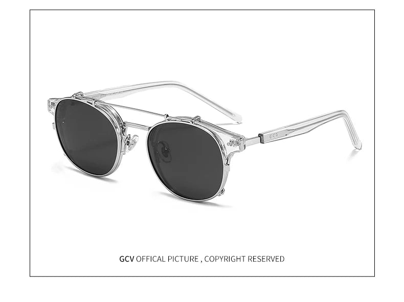 Lunettes GCV Double Couche – Lentilles amovibles – Acétate Gothic Steampunk – Polarisées Homme/Femme