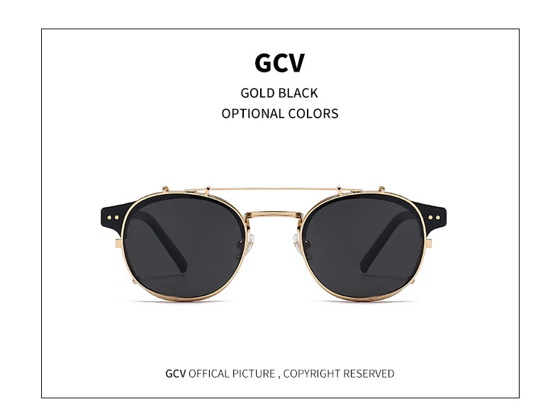 Lunettes GCV Double Couche – Lentilles amovibles – Acétate Gothic Steampunk – Polarisées Homme/Femme