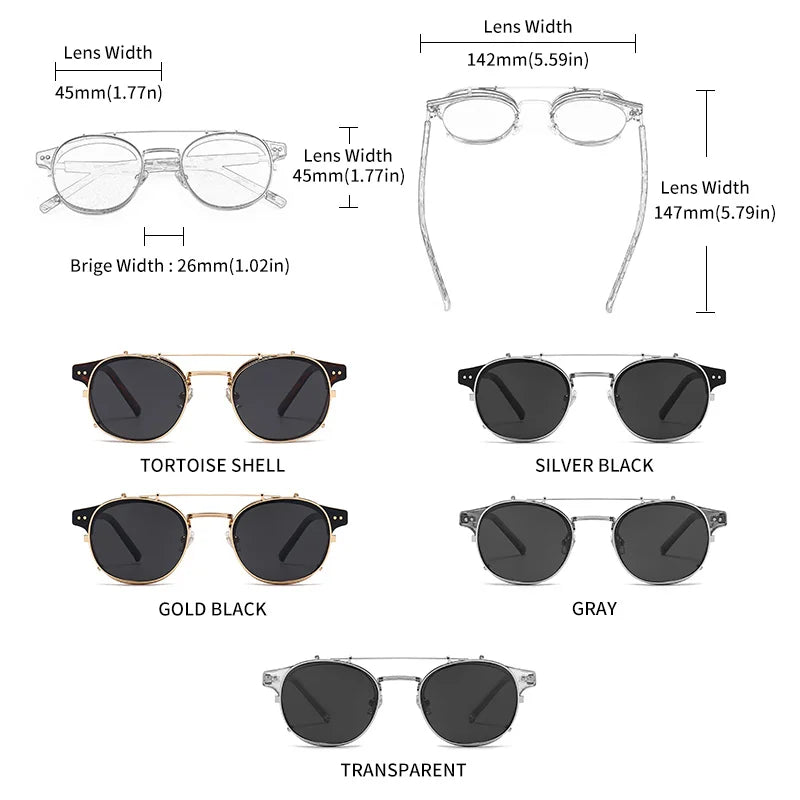 Lunettes GCV Double Couche – Lentilles amovibles – Acétate Gothic Steampunk – Polarisées Homme/Femme