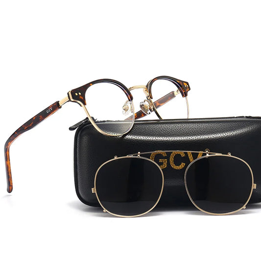 Lunettes GCV Double Couche – Lentilles amovibles – Acétate Gothic Steampunk – Polarisées Homme/Femme