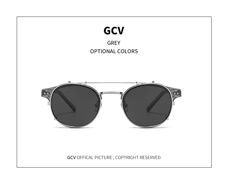 Lunettes GCV Double Couche – Lentilles amovibles – Acétate Gothic Steampunk – Polarisées Homme/Femme