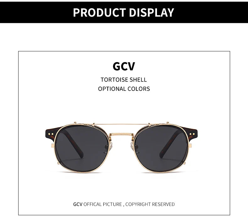 Lunettes GCV Double Couche – Lentilles amovibles – Acétate Gothic Steampunk – Polarisées Homme/Femme