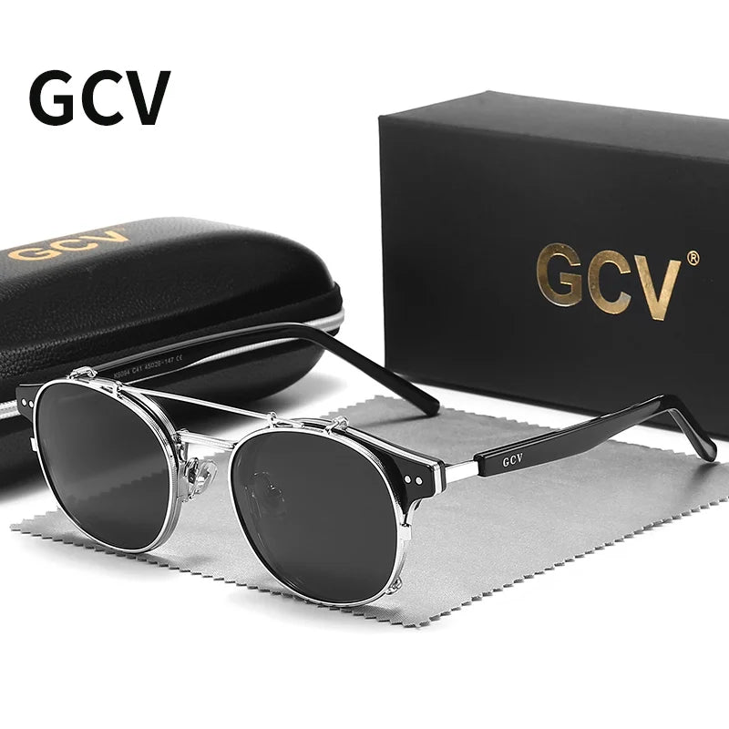 Lunettes GCV Double Couche – Lentilles amovibles – Acétate Gothic Steampunk – Polarisées Homme/Femme