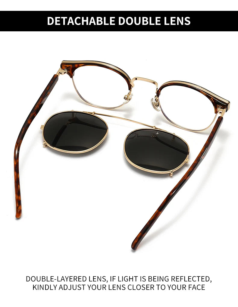 Lunettes GCV Double Couche – Lentilles amovibles – Acétate Gothic Steampunk – Polarisées Homme/Femme