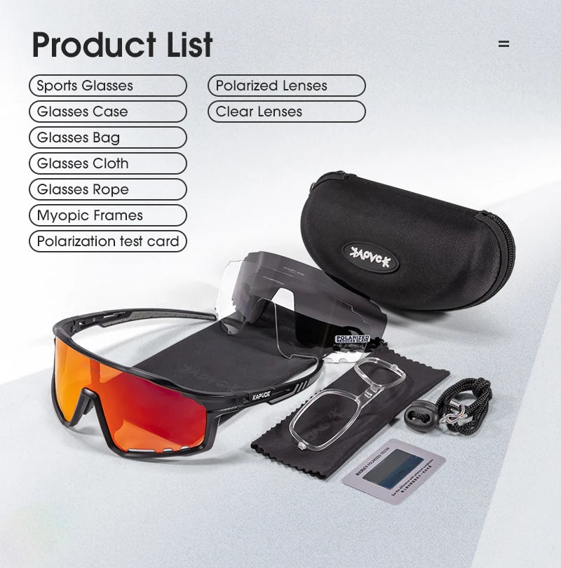 Lunettes de cyclisme polarisées UV400 Homme/Femme – VTT, route, pêche – Kapvoe