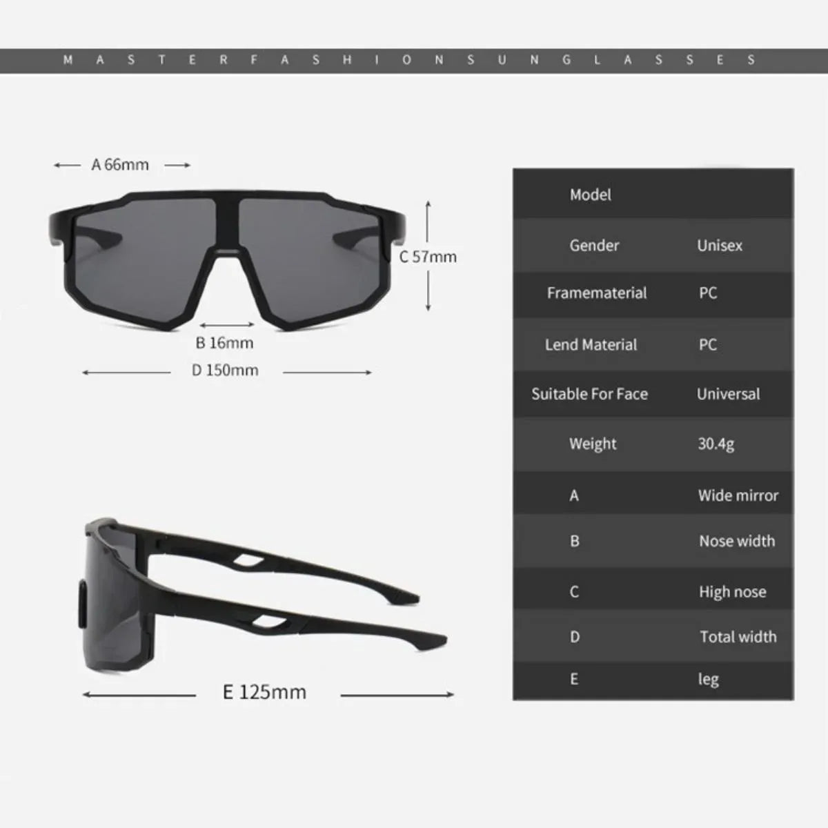 Lunettes de Cyclisme UV400 Homme/Femme – Anti-UV – Sports Outdoor (Randonnée, Escalade, VTT) – Grande Monture Oversized