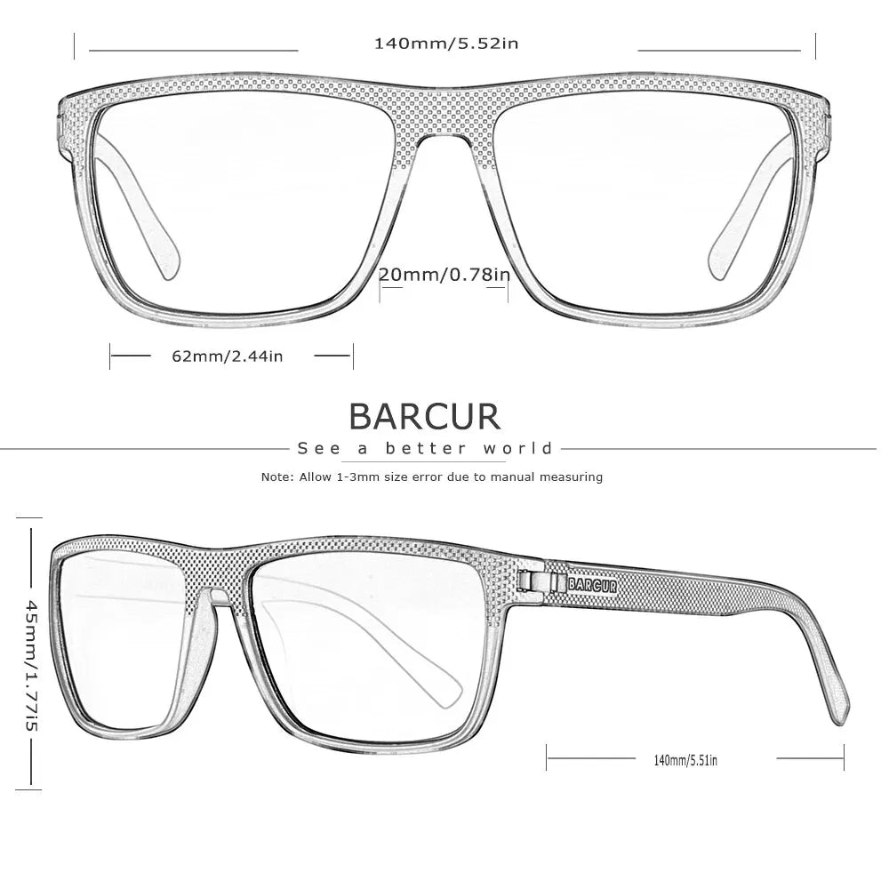 Lunettes BARCUR Design TR90 – Hommes – Sport légères polarisées – Protection UVAB