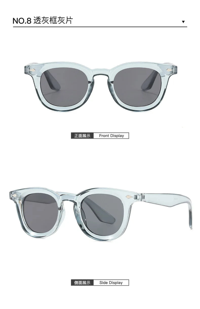 Lunettes de soleil rondes rétro Samjune – Verres Ocean Clear – UV400 – Homme/Femme – Rivets