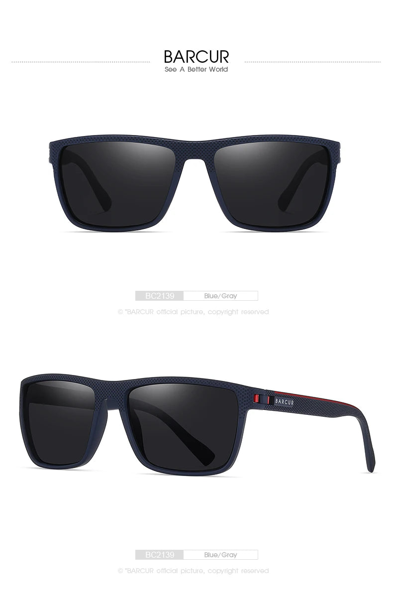 Lunettes BARCUR Design TR90 – Hommes – Sport légères polarisées – Protection UVAB