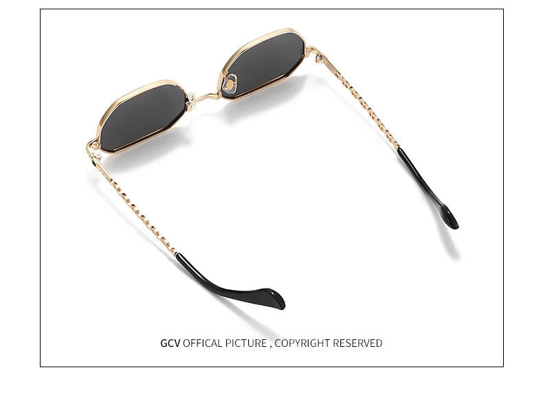 Lunettes GCV Classique Rétro – Carré Rectangulaire Métal – Polarisées – Coffret Inclus