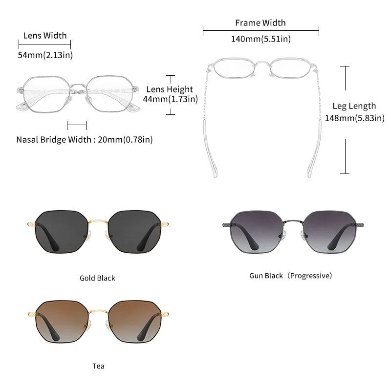 Lunettes GCV Classique Rétro – Carré Rectangulaire Métal – Polarisées – Coffret Inclus