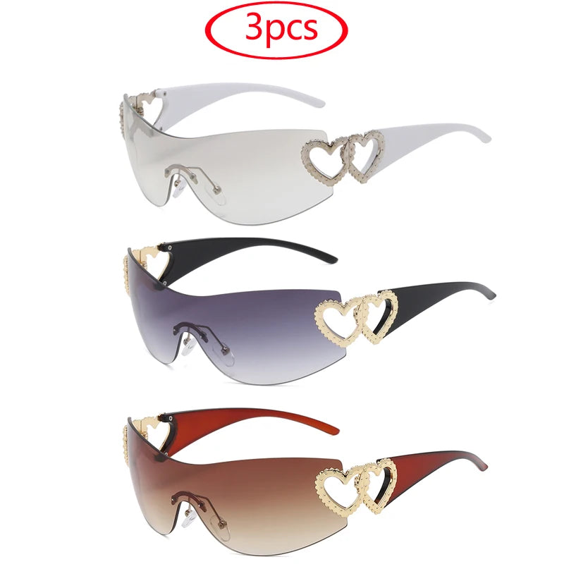 Lunettes Y2K Rimless Oversized – Femme – Dégradé – Wrap Around – Punk – Owl City