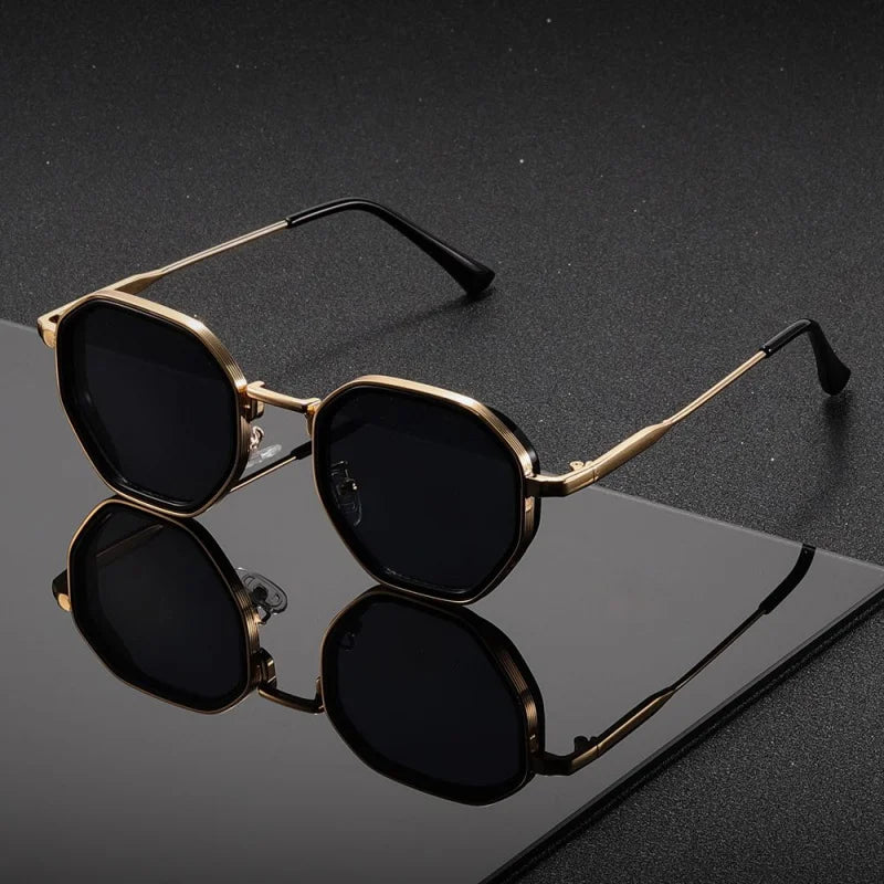 Lunettes de soleil unisexes rondes métal – Vintage Irregular Punk – UV400 – CEYYOR