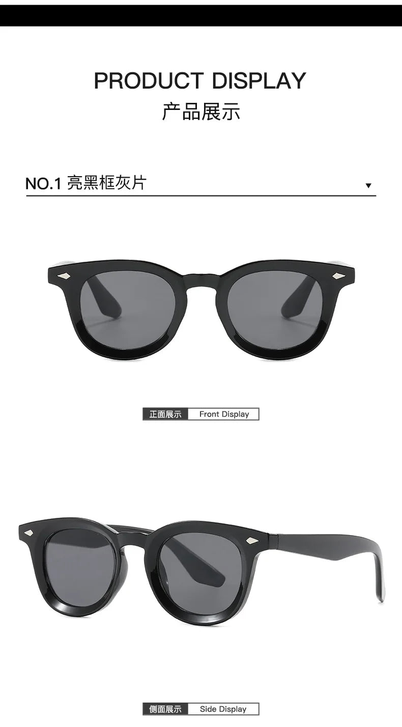Lunettes de soleil rondes rétro Samjune – Verres Ocean Clear – UV400 – Homme/Femme – Rivets