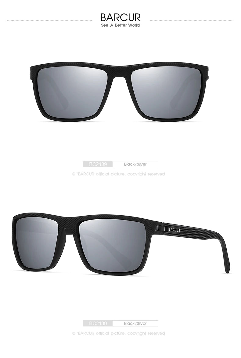 Lunettes BARCUR Design TR90 – Hommes – Sport légères polarisées – Protection UVAB
