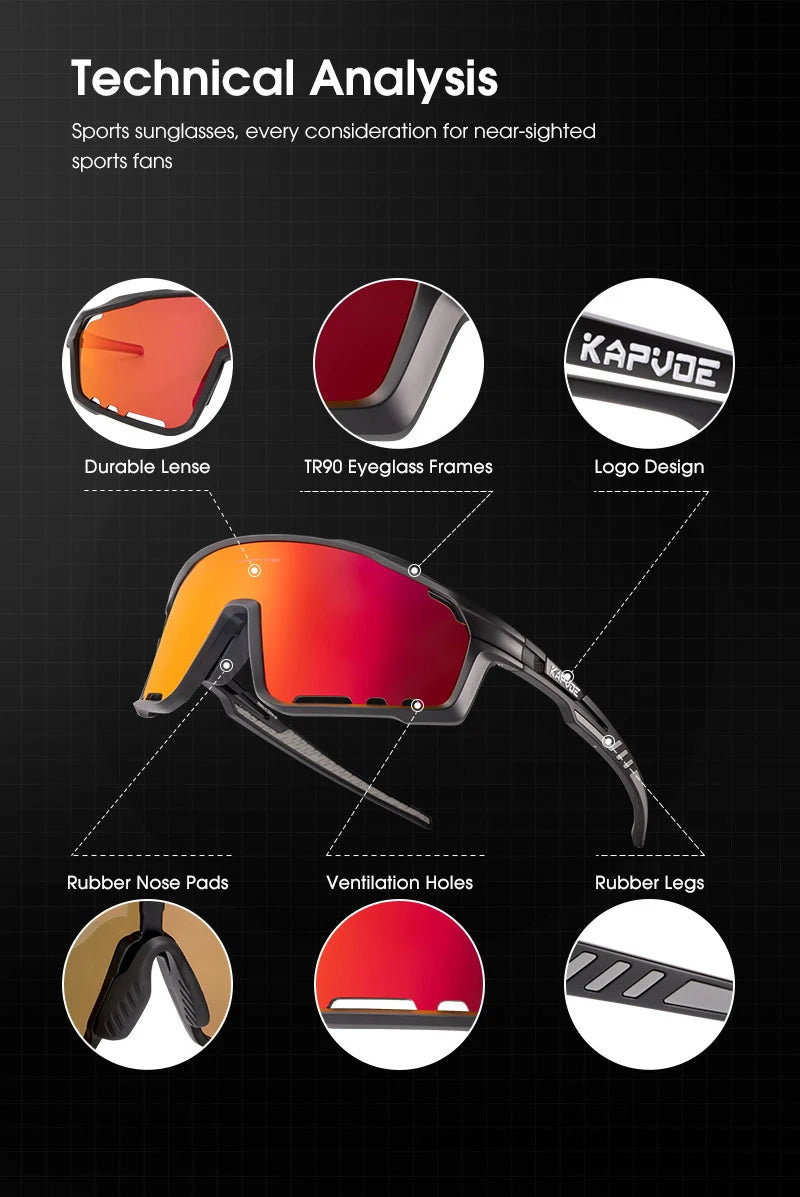 Lunettes de cyclisme polarisées UV400 Homme/Femme – VTT, route, pêche – Kapvoe