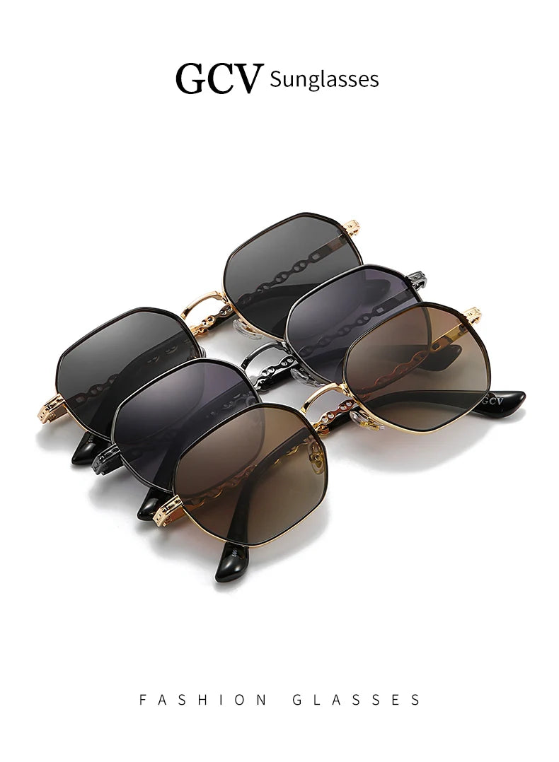 Lunettes GCV Classique Rétro – Carré Rectangulaire Métal – Polarisées – Coffret Inclus