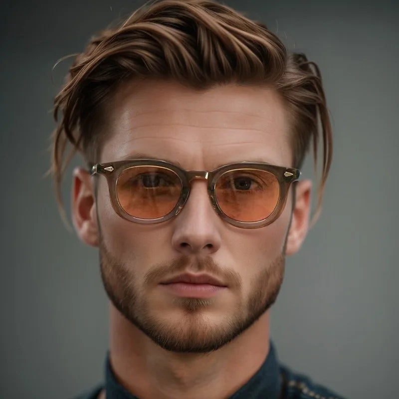 Lunettes de soleil rondes rétro Samjune – Verres Ocean Clear – UV400 – Homme/Femme – Rivets