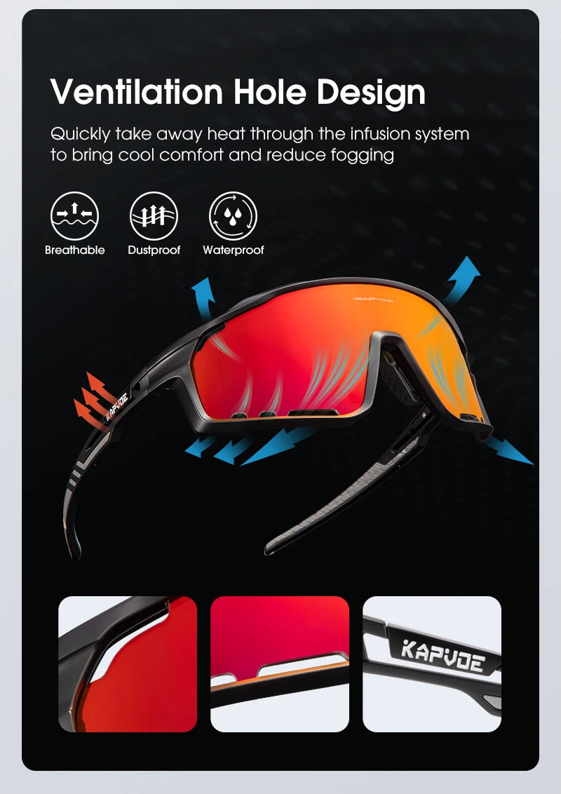 Lunettes de cyclisme polarisées UV400 Homme/Femme – VTT, route, pêche – Kapvoe