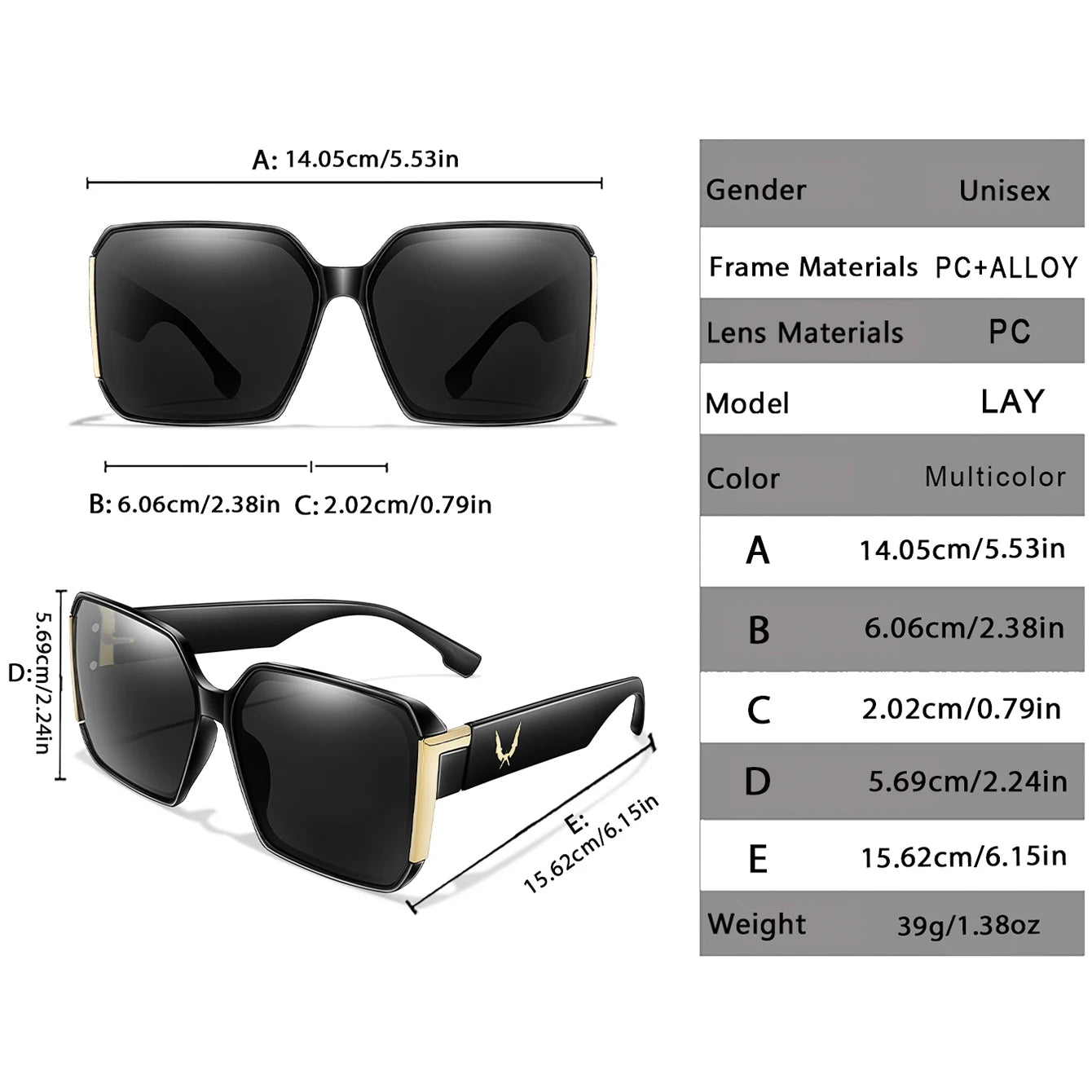 Lunettes de vacances luxe – Carré Street – Homme/Femme – Protection UV – Randonnée Cyclisme Voyage