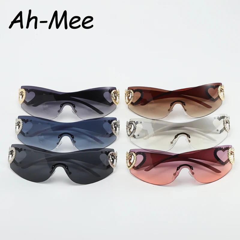 Lunettes Y2K Rimless Oversized – Femme – Dégradé – Wrap Around – Punk – Owl City