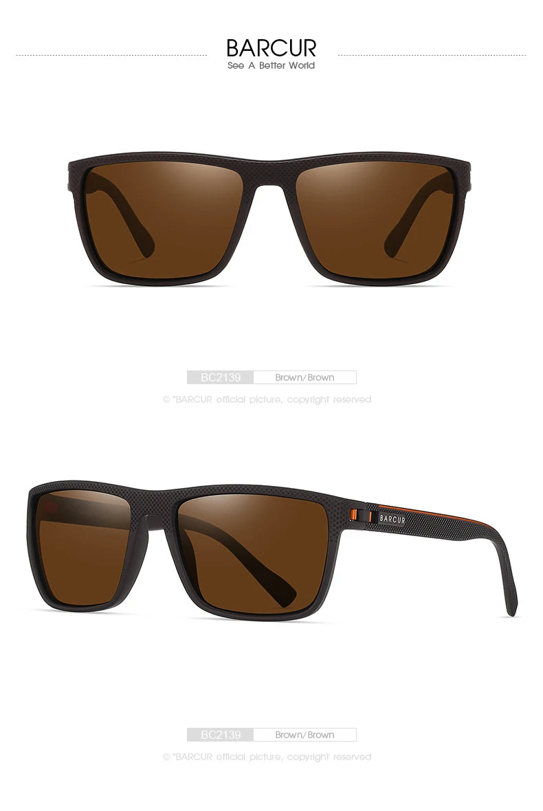 Lunettes BARCUR Design TR90 – Hommes – Sport légères polarisées – Protection UVAB