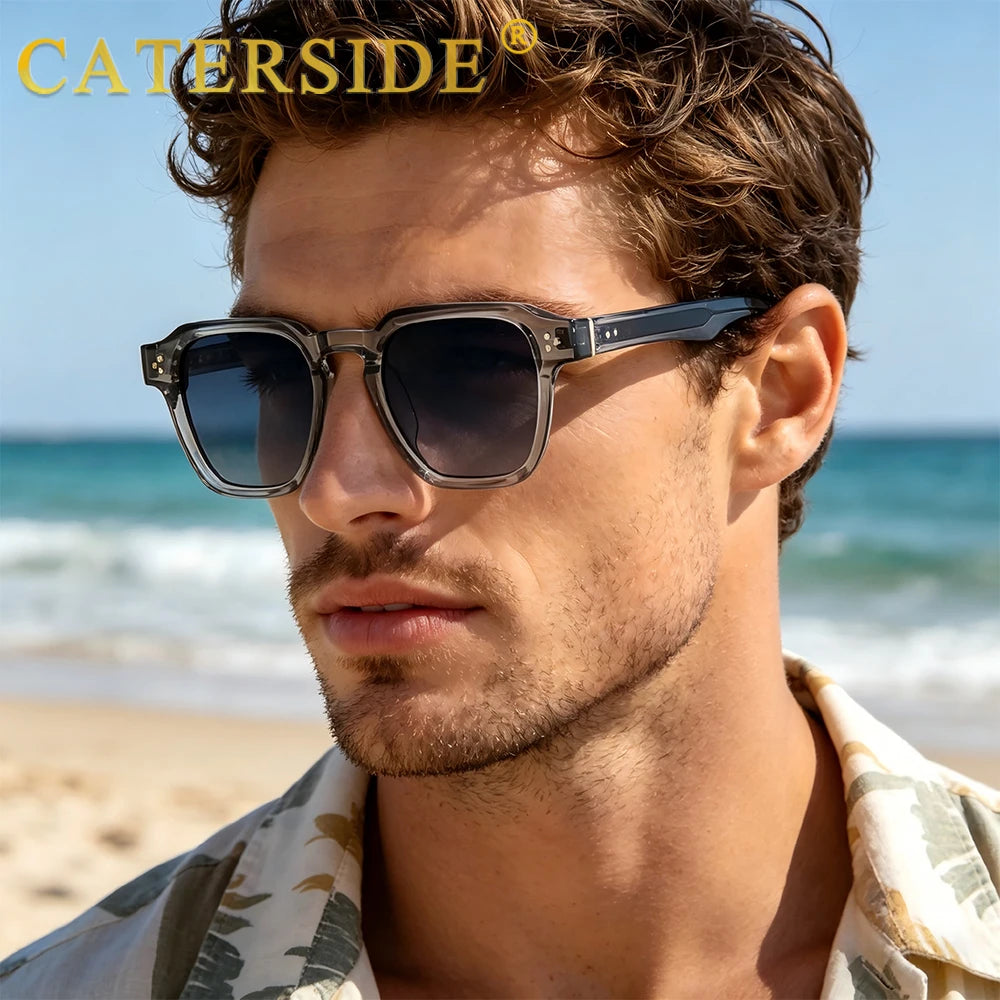 Lunettes de soleil classiques carrées CATERSIDE – Homme – Luxe – Voyage Plage Festival Cadeaux