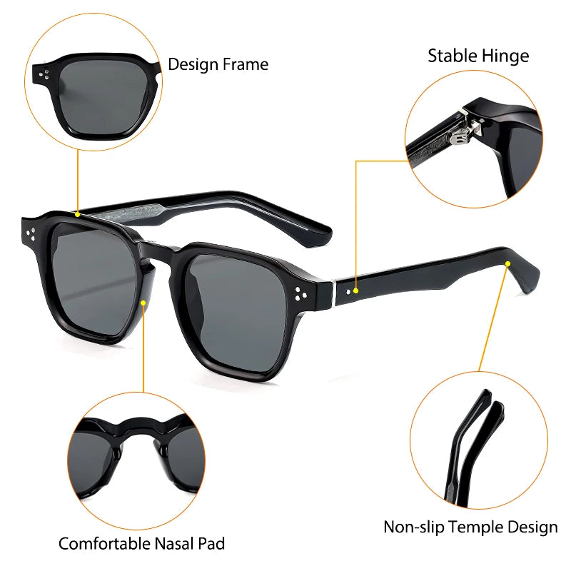 Lunettes de soleil classiques carrées CATERSIDE – Homme – Luxe – Voyage Plage Festival Cadeaux