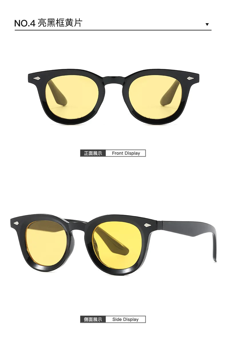 Lunettes de soleil rondes rétro Samjune – Verres Ocean Clear – UV400 – Homme/Femme – Rivets