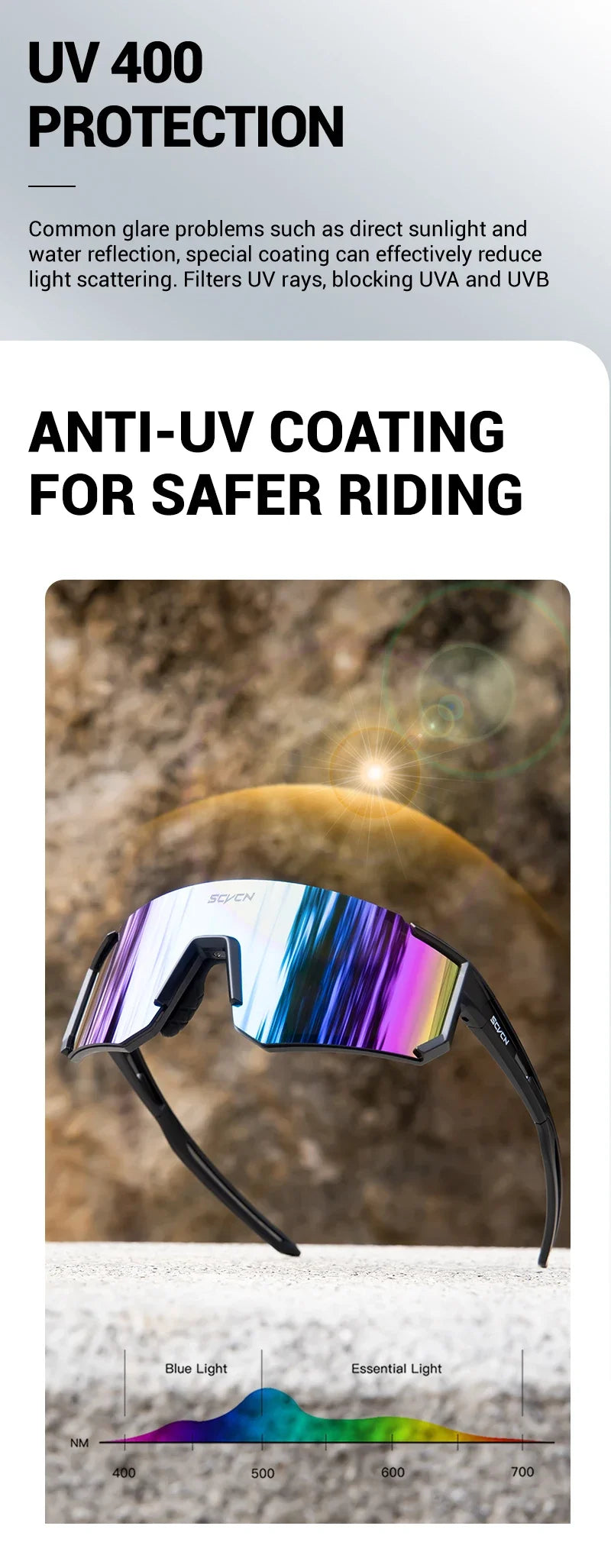 SCVCN – Nouvelles lunettes de cyclisme outdoor homme/femme Lunettes VTT / conduite / vélo / escalade – Protection UV400
