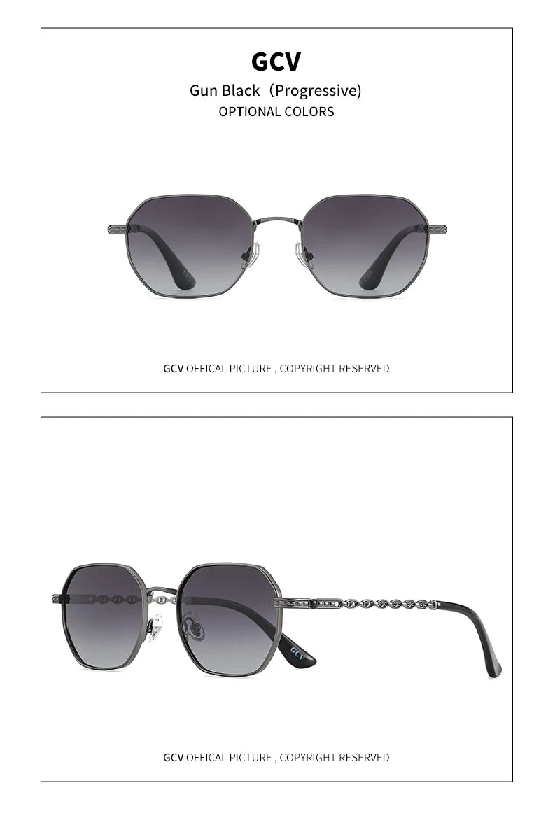 Lunettes GCV Classique Rétro – Carré Rectangulaire Métal – Polarisées – Coffret Inclus