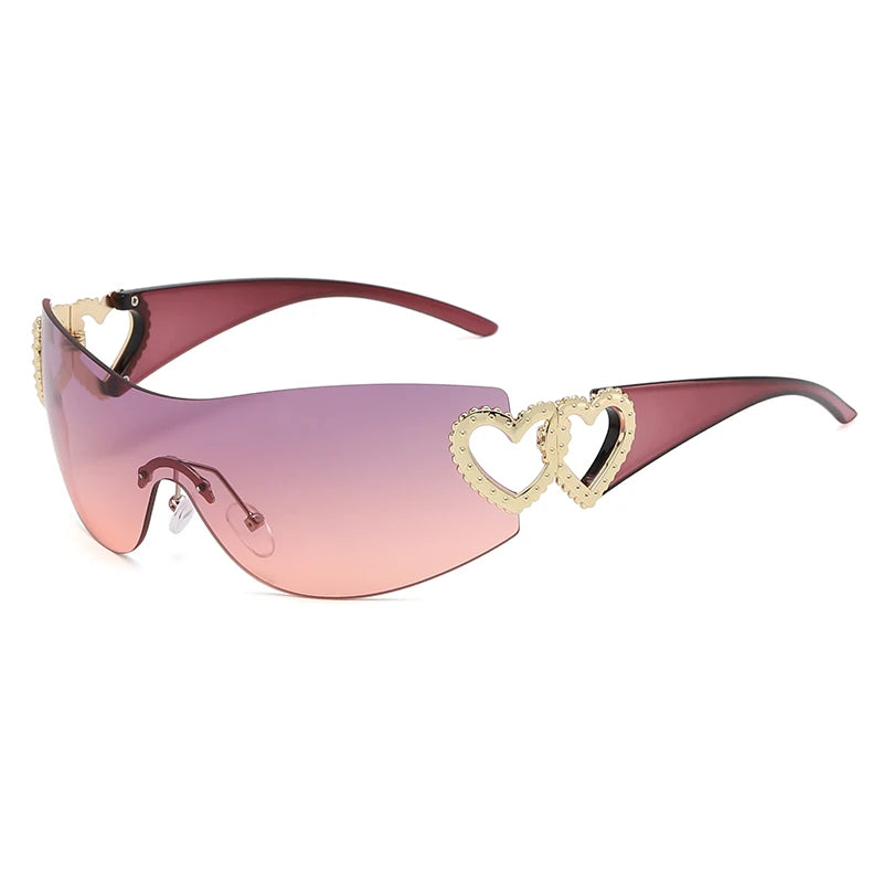 Lunettes Y2K Rimless Oversized – Femme – Dégradé – Wrap Around – Punk – Owl City