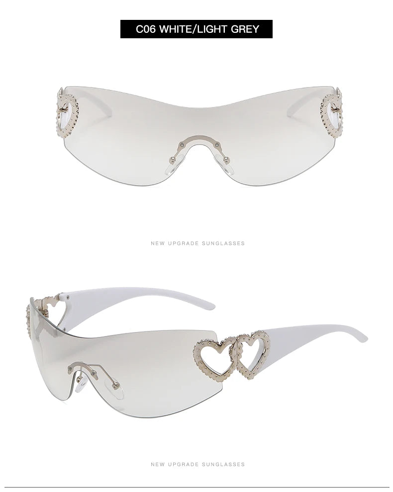 Lunettes Y2K Rimless Oversized – Femme – Dégradé – Wrap Around – Punk – Owl City