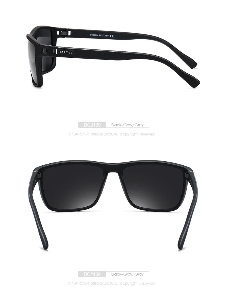 Lunettes BARCUR Design TR90 – Hommes – Sport légères polarisées – Protection UVAB