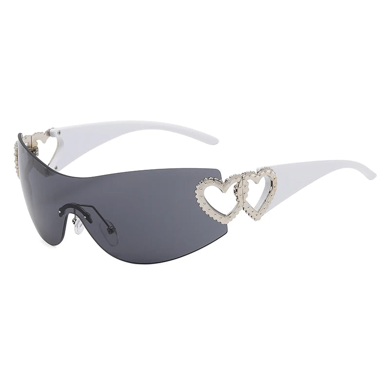 Lunettes Y2K Rimless Oversized – Femme – Dégradé – Wrap Around – Punk – Owl City