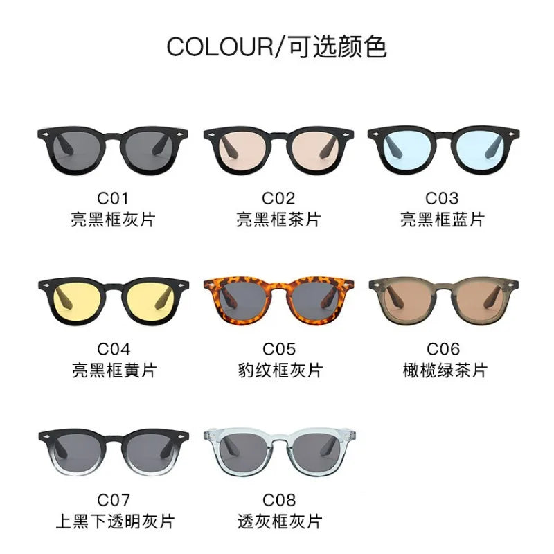 Lunettes de soleil rondes rétro Samjune – Verres Ocean Clear – UV400 – Homme/Femme – Rivets