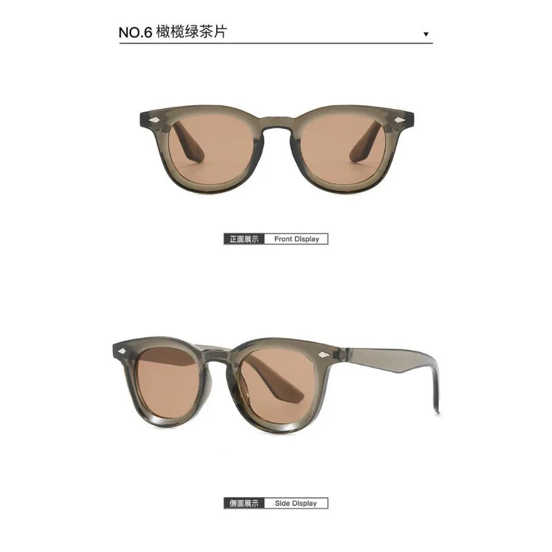 Lunettes de soleil rondes rétro Samjune – Verres Ocean Clear – UV400 – Homme/Femme – Rivets