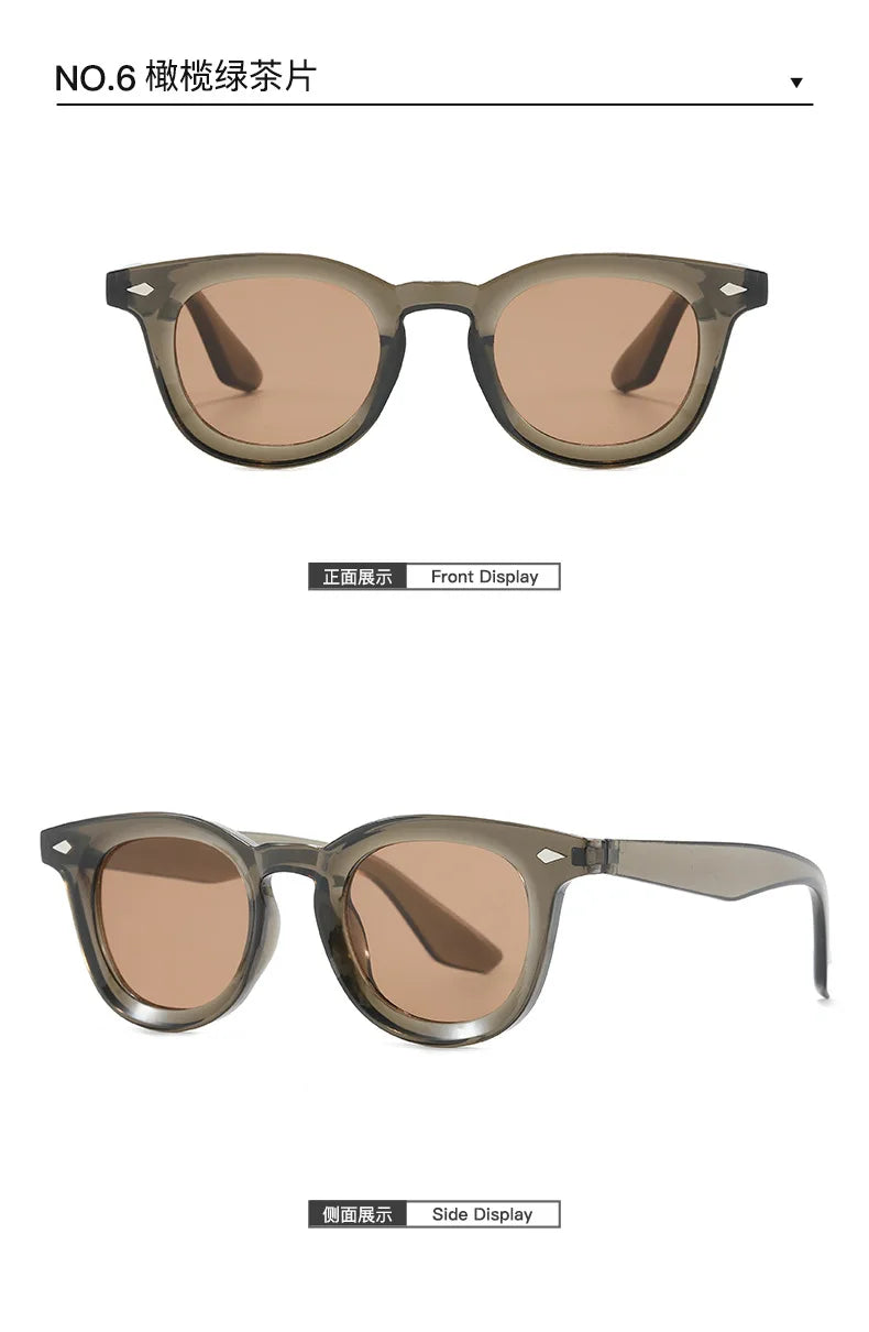 Lunettes de soleil rondes rétro Samjune – Verres Ocean Clear – UV400 – Homme/Femme – Rivets