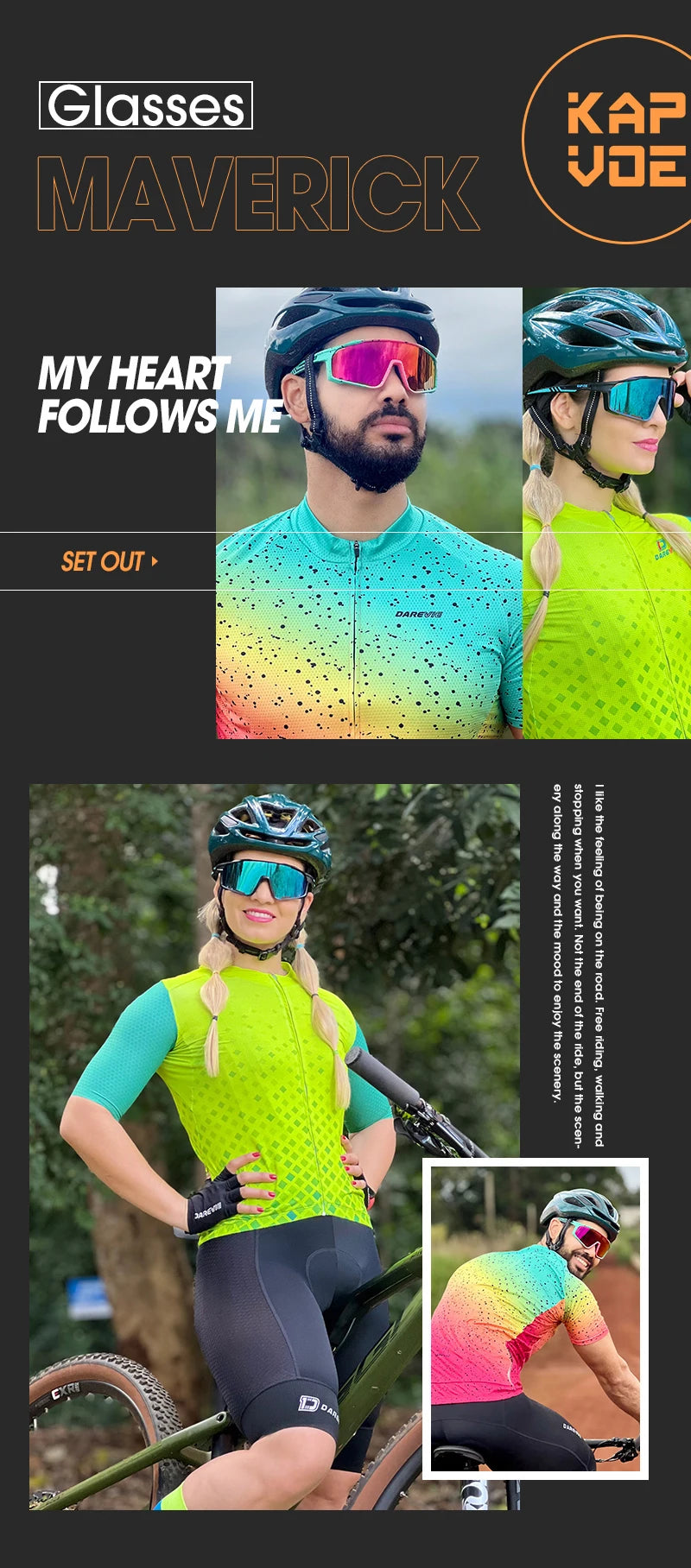 Lunettes de cyclisme polarisées UV400 Homme/Femme – VTT, route, pêche – Kapvoe