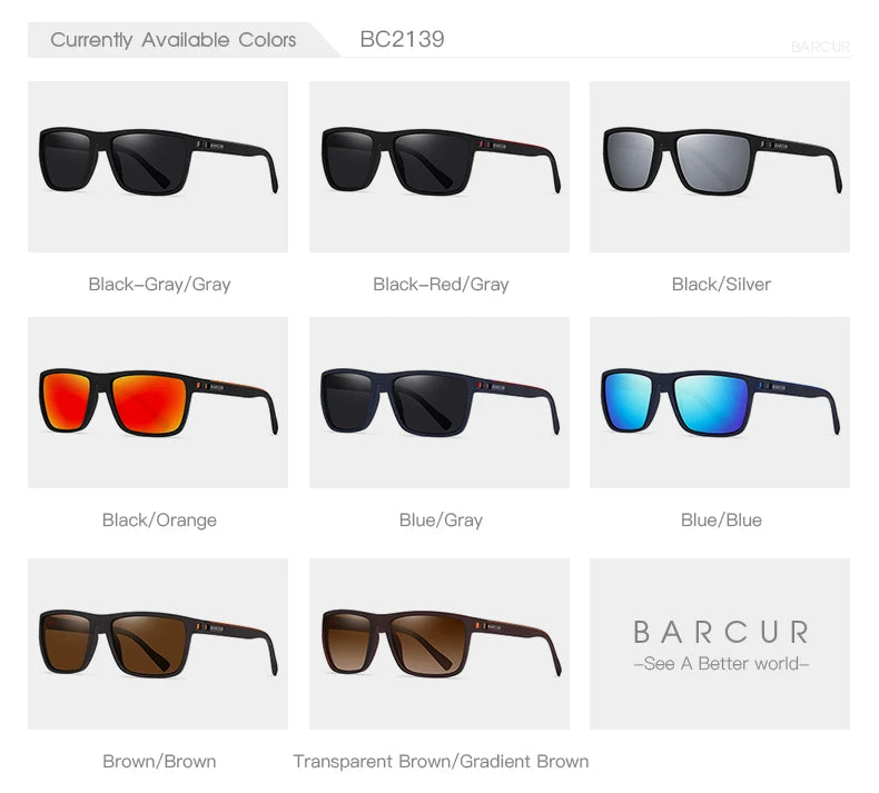 Lunettes BARCUR Design TR90 – Hommes – Sport légères polarisées – Protection UVAB