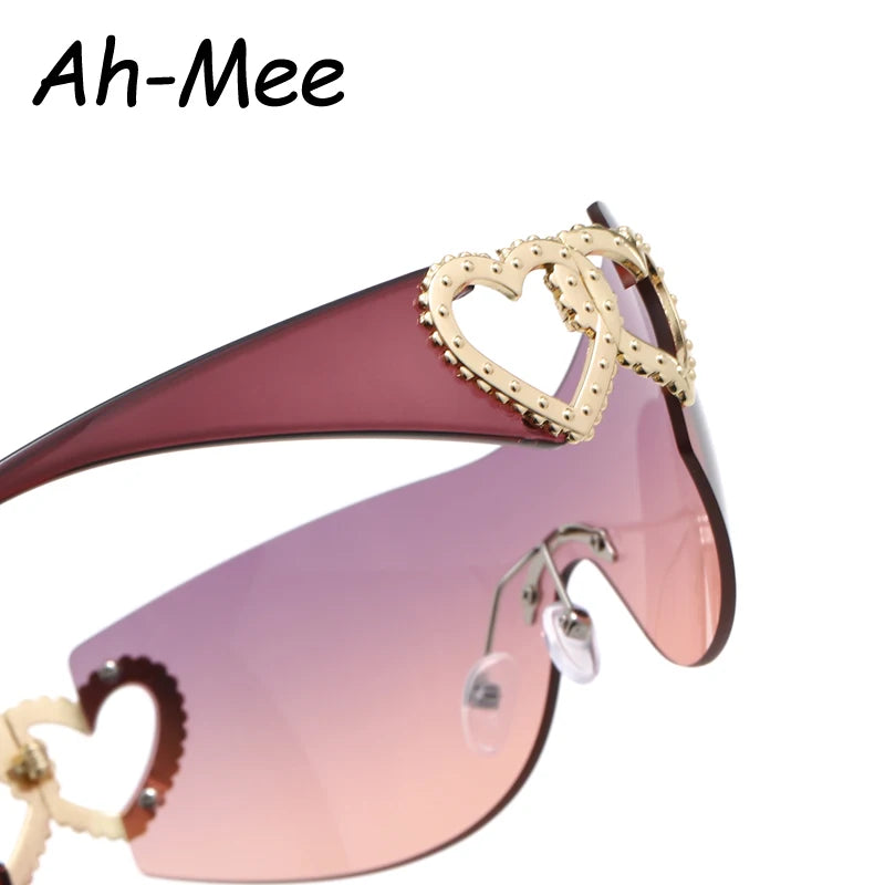 Lunettes Y2K Rimless Oversized – Femme – Dégradé – Wrap Around – Punk – Owl City
