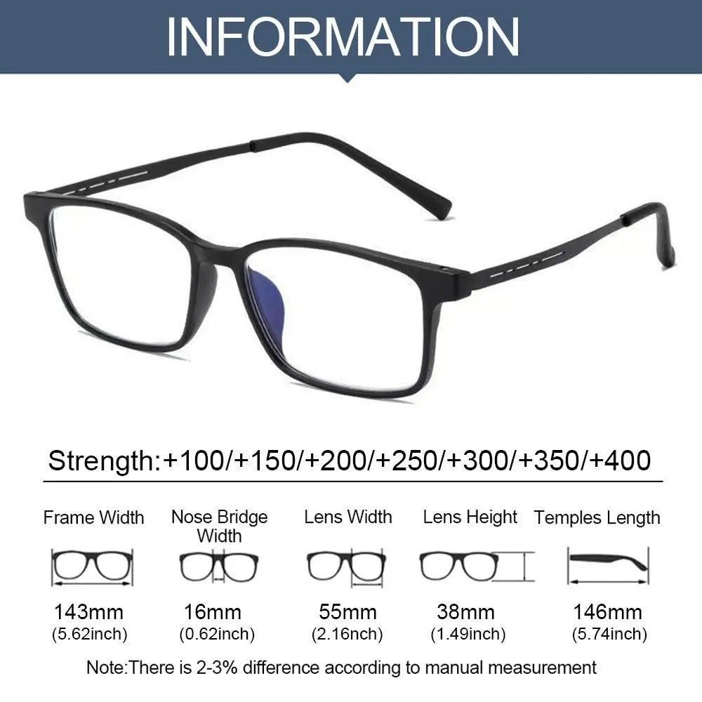 Lunettes de lecture hommem/femme – Titane pur haute qualité – Anti-lumière bleue – Dioptrie +1.0 à +4.0 – KLASSNUM