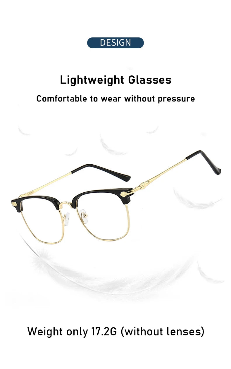 Lunettes anti-lumière bleue XJiea – Homme/Femme – Semi-sans-branches Métal Photochromiques – Bureau & Outdoor