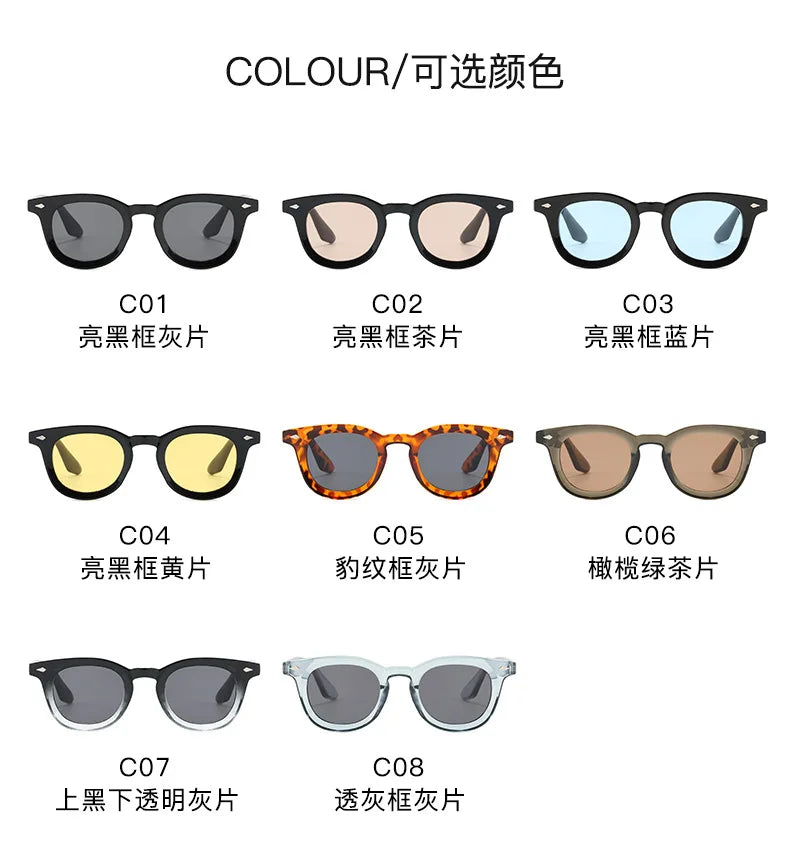 Lunettes de soleil rondes rétro Samjune – Verres Ocean Clear – UV400 – Homme/Femme – Rivets