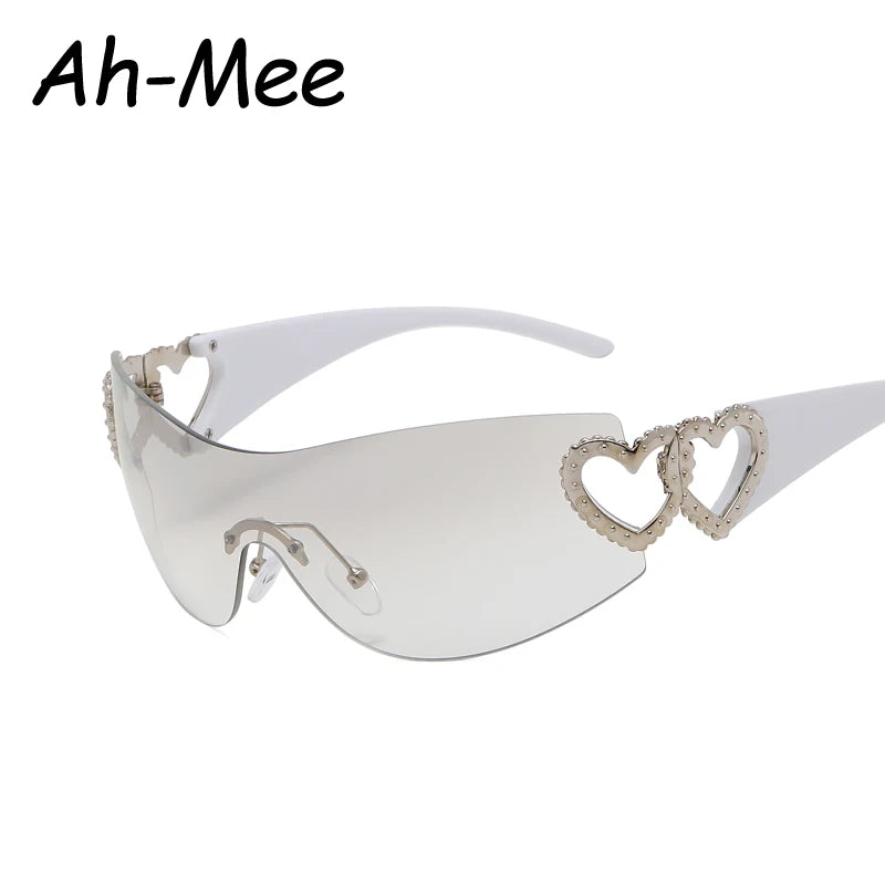 Lunettes Y2K Rimless Oversized – Femme – Dégradé – Wrap Around – Punk – Owl City