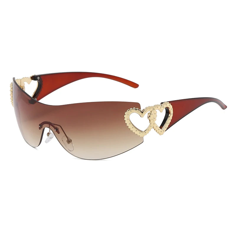 Lunettes Y2K Rimless Oversized – Femme – Dégradé – Wrap Around – Punk – Owl City